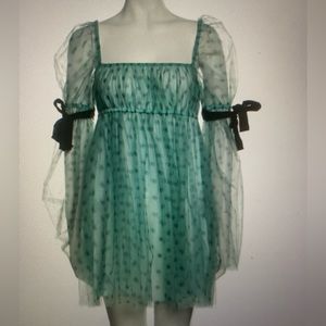 Staud cocktail dress size Xs mint with polka dots.